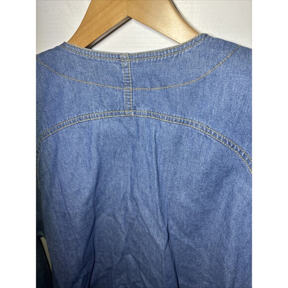 Monique Fashions Shirt Womens Vintage Sz 10 Blue Acid Wash Rhinestone Stud Mode - Picture 8 of 8